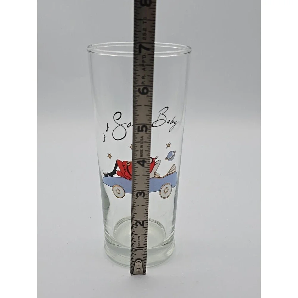 Pottery Barn Holiday Santa Baby Chilling On A Car Tumbler Highball Glass